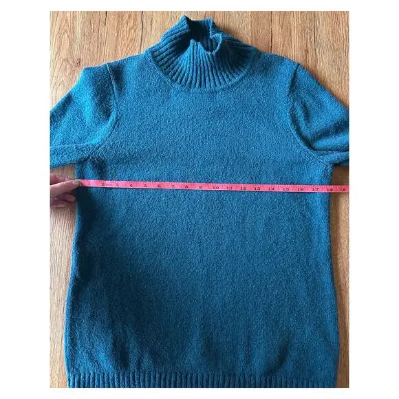 L.L.Bean Vintage Teal Blue Wool Blend Turtleneck Size Small - Picture 5 of 6